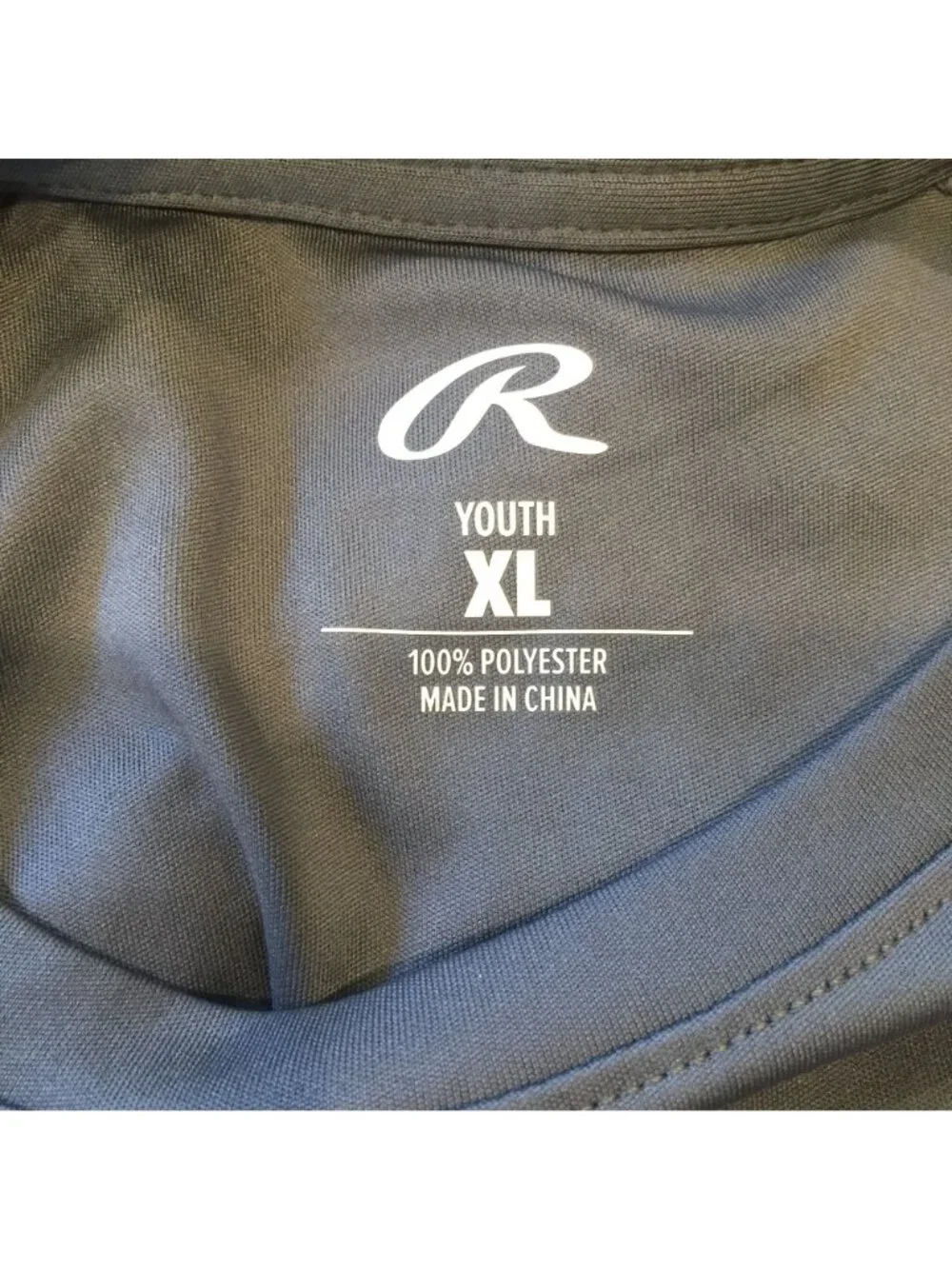 RAWLINGS Boys Youth XL Gray Polyester Short Sleeve Tee Shirt